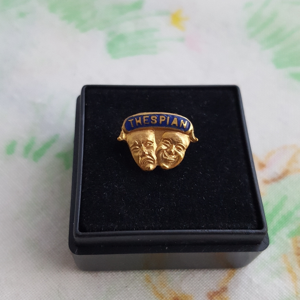 🌙Vintage International Thespian Society Pin Comedy Tragedy Theater Mask Brooch
